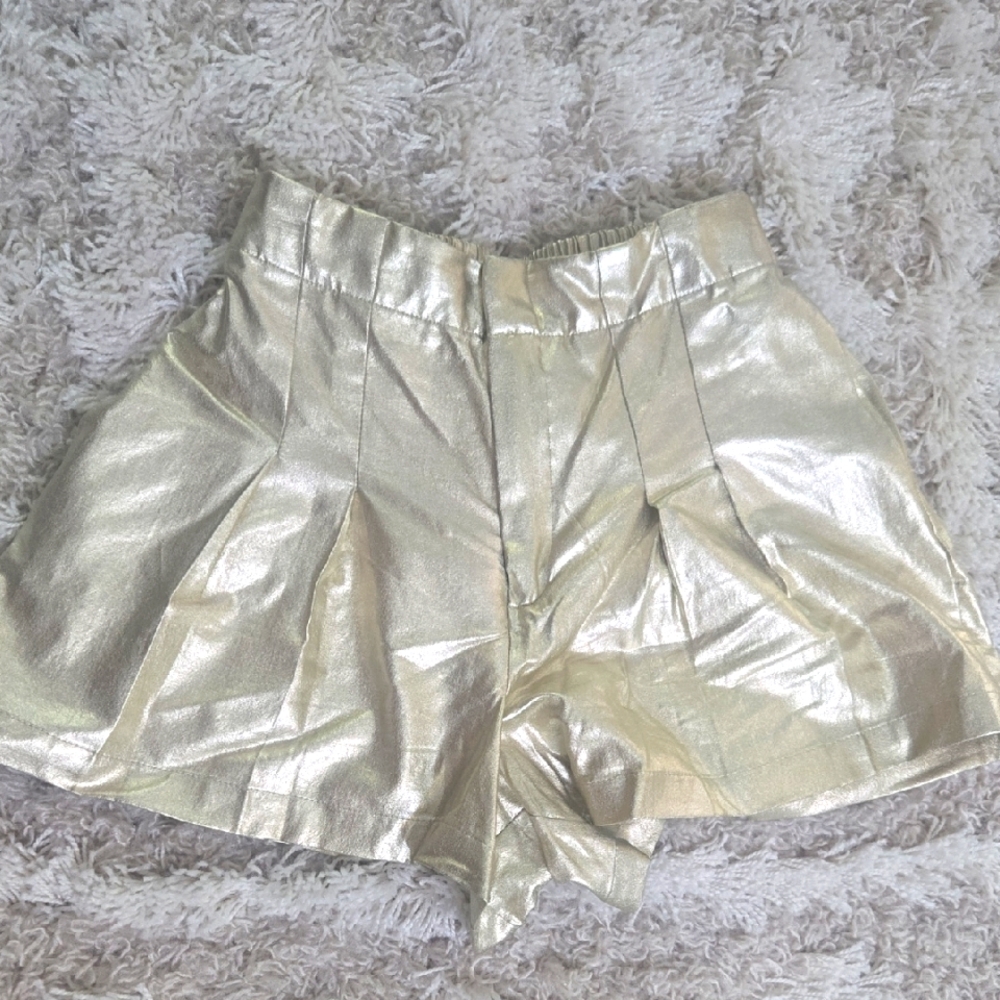 House Of Harlow Gold Metallic Women's Shorts